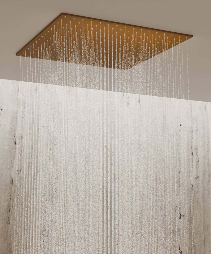 Thermostatisches Decken-Duschsystem 500 mm, 3 Körperdüsen, gebürstetes Roségold - Sirius