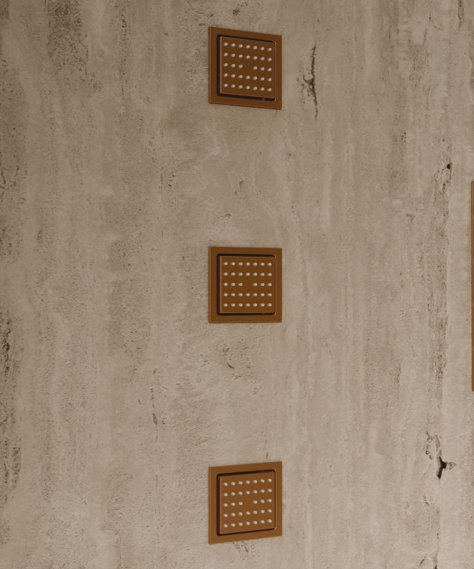 Thermostatisches Decken-Duschsystem 500 mm, 3 Körperdüsen, gebürstetes Roségold - Sirius