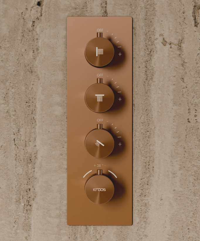 Thermostatisches Decken-Duschsystem 500 mm, 3 Körperdüsen, gebürstetes Roségold - Sirius