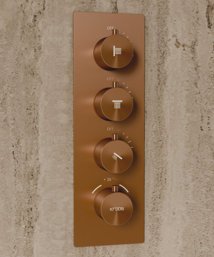 Thermostatisches Decken-Duschsystem 500 mm, 3 Körperdüsen, gebürstetes Roségold - Sirius