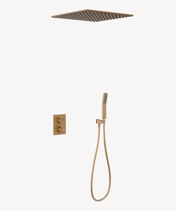 Deckenintegriertes Thermostat-Duschsystem Roségold - Sirius