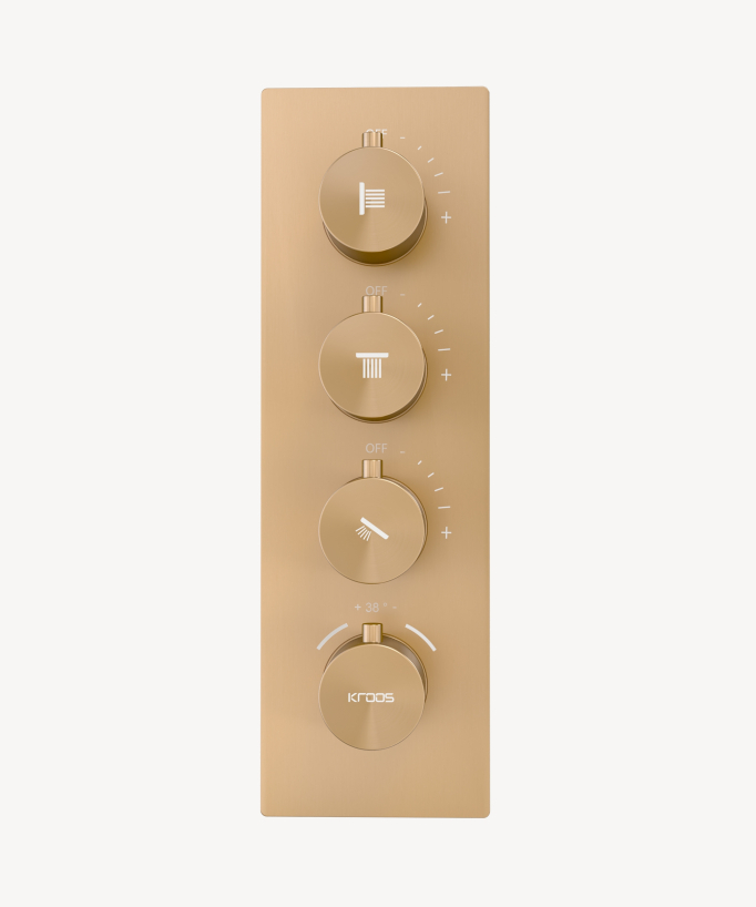 Deckenintegriertes thermostatisches Duschsystem 500 mm, 3 Körperdüsen, Roségold - Sirius