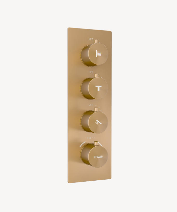 Deckenintegriertes thermostatisches Duschsystem 500 mm, 3 Körperdüsen, Roségold - Sirius