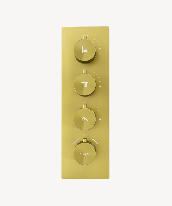 Thermostatisches Decken-Duschsystem Unterputz 500 mm, 3 Körperdüsen Gold – Sirius