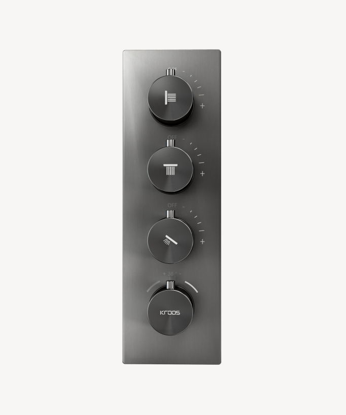 Unterputz-Thermostat-Duschsystem Decke 500 mm, 3 Körperdüsen Gunmetal – Sirius
