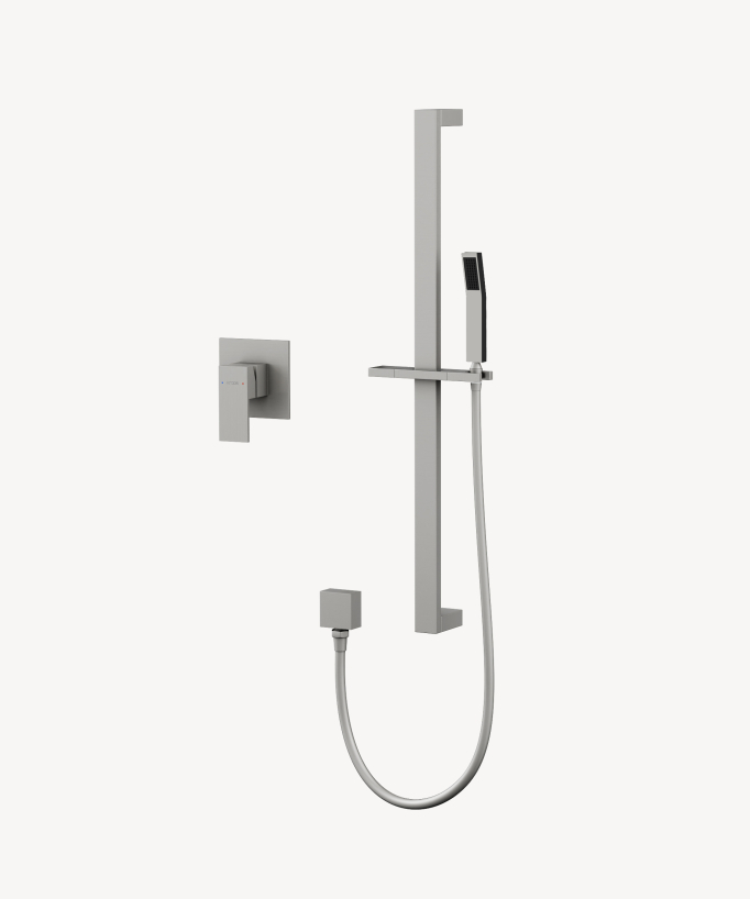 Unterputz-Duscharmatur Set mit Brausestange und Handbrause, gebürstetes Nickel - Sirius