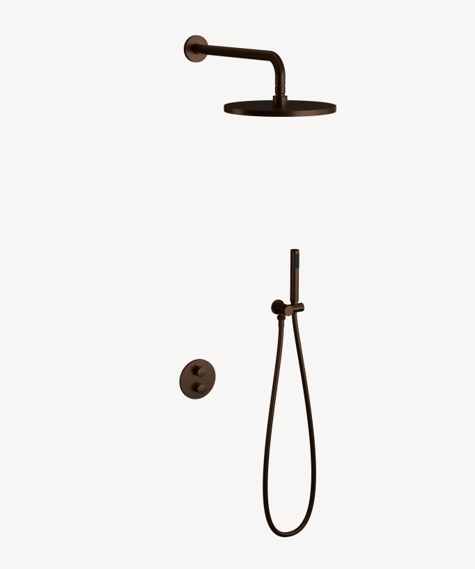 Unterputz-Duschsäule thermostatisch, Regendusche, kalkschutz, Moka gebürstet - Corbeau