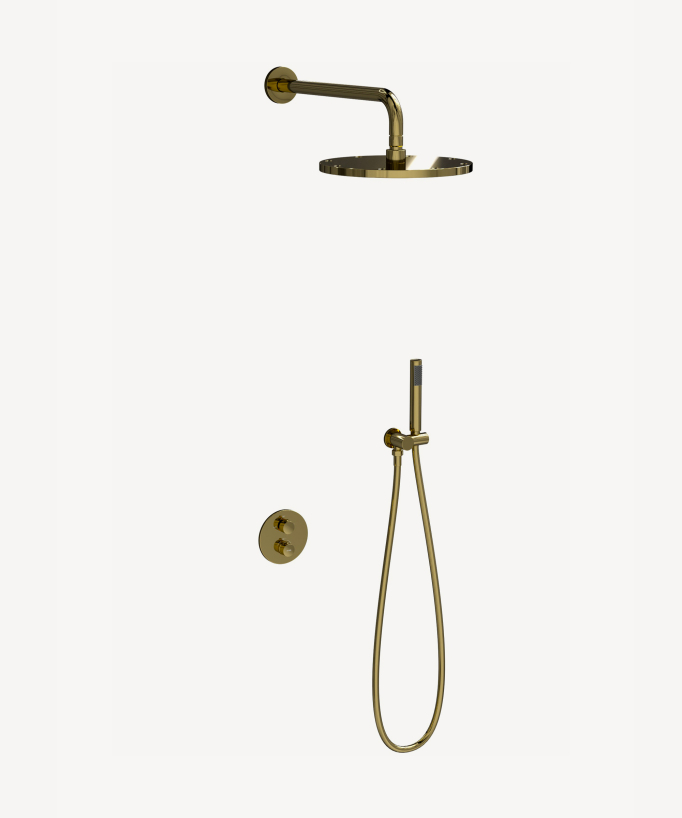 Unterputz-Duschsystem Thermostat Regenfunktion Kalkschutz Gold - Corbeau