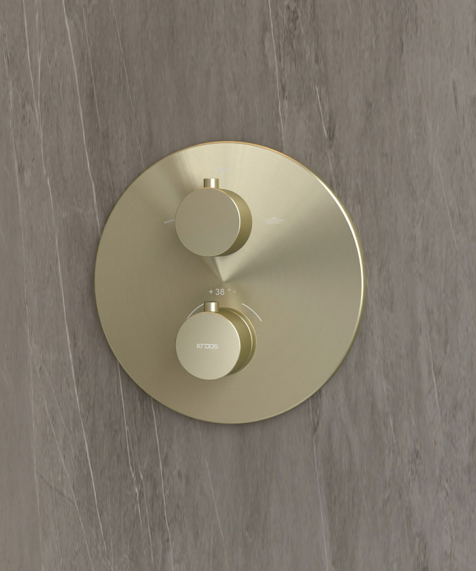 Unterputz-Duschsystem Thermostat Regendusche Kalkschutz gebürstetes Gold – Corbeau