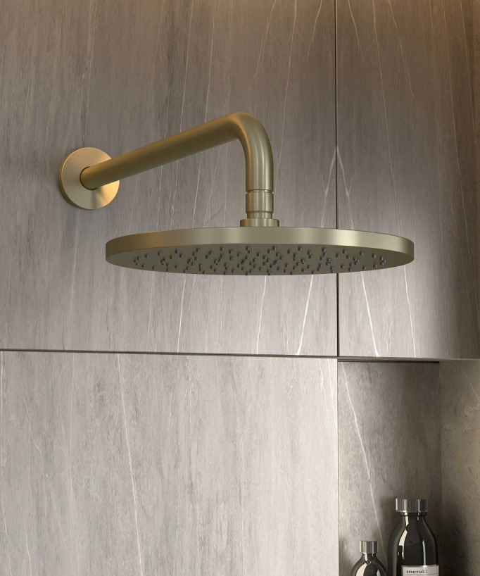 Unterputz-Duschsystem Thermostat Regendusche Kalkschutz gebürstetes Gold – Corbeau