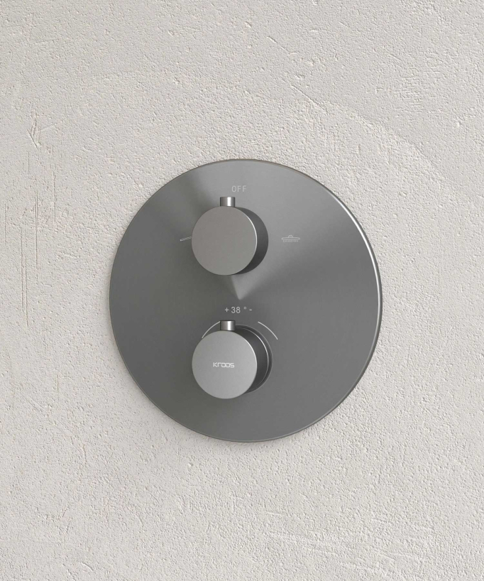 Unterputz-Duschsystem Thermostat Regendusche Antikalk Gun Metal - Corbeau