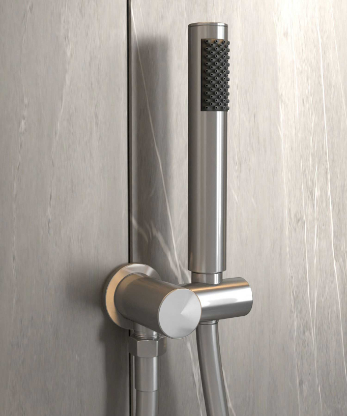 Unterputz-Duschsystem Thermostat Regendusche Kalkschutz Nickel gebürstet - Corbeau