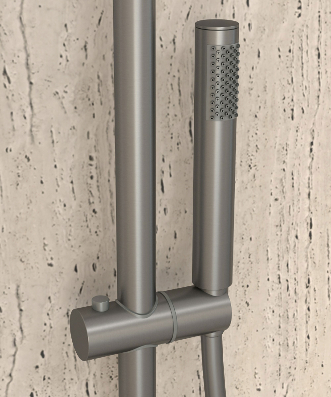 Unterputz-Duscharmatur mit Duschstangenset und Handbrause Gunmetal - Corbeau