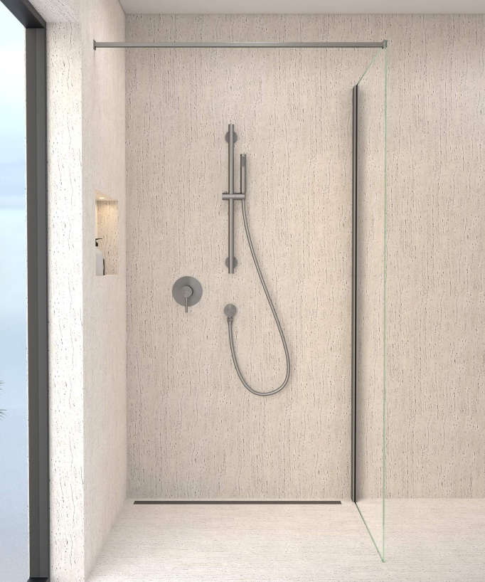 Unterputz-Duscharmatur mit Duschstangenset und Handbrause Gunmetal - Corbeau