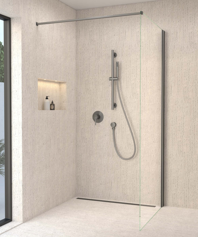 Unterputz-Duscharmatur mit Duschstangenset und Handbrause Gunmetal - Corbeau