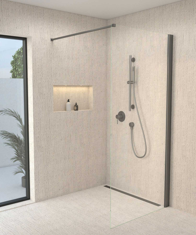 Unterputz-Duscharmatur mit Duschstangenset und Handbrause Gunmetal - Corbeau