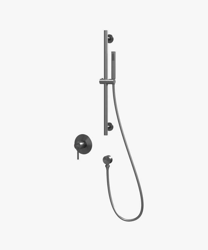 Unterputz-Duscharmatur mit Duschstangenset und Handbrause Gunmetal - Corbeau
