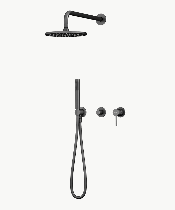 3-Loch Unterputz-Duschsystem Gun Metal – Corbeau