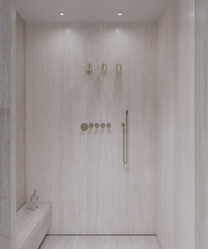Thermostat-Duschset Multispray mit verstellbaren Köpfen Gebürstetes Gold - Corbeau