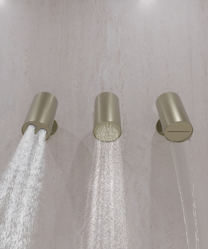 Thermostat-Duschset Multispray mit verstellbaren Köpfen Gebürstetes Gold - Corbeau