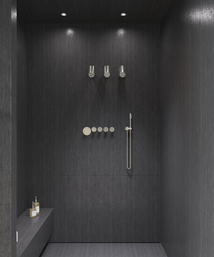 Thermostat-Duschsystem Multi-Spray mit verstellbaren Spot-Kopfbrausen - Corbeau