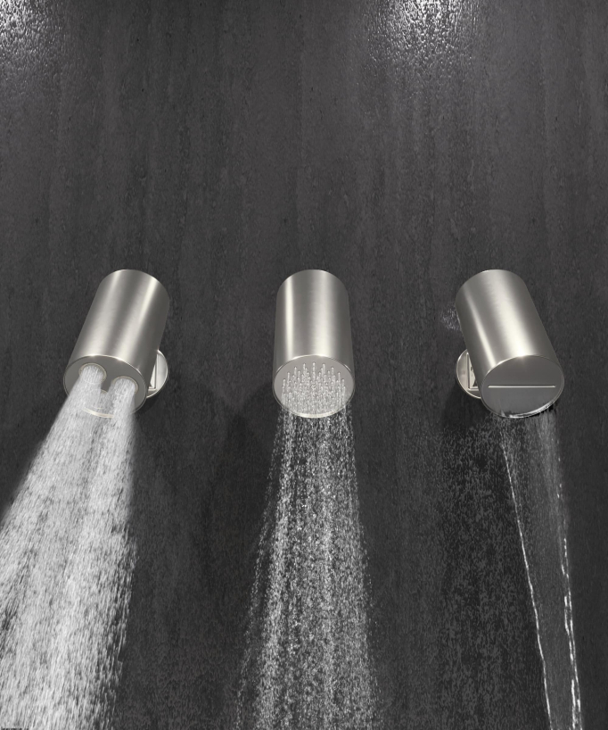 Thermostat-Duschset Multi-Spray mit schwenkbaren Köpfen, gebürstetes Nickel – Corbeau