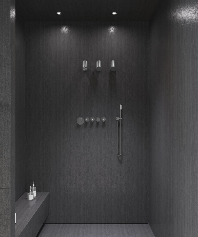 Thermostat-Duschset Multi-Spray mit schwenkbaren Kopfbrausen Gun Metal - Corbeau