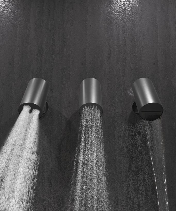 Thermostat-Duschset Multi-Spray mit schwenkbaren Kopfbrausen Gun Metal - Corbeau
