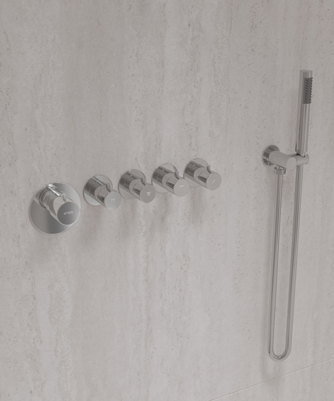Thermostat-Duschsystem Multi-Spray mit schwenkbaren Köpfen Chrom - Corbeau