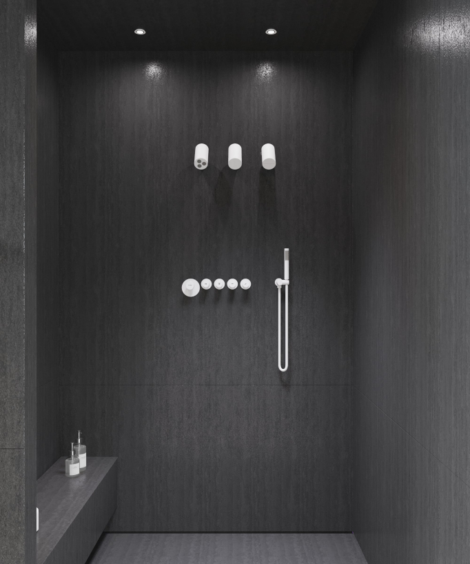 Thermostat-Duschsystem Multi-Spray mit verstellbaren Spots Weiß - Corbeau