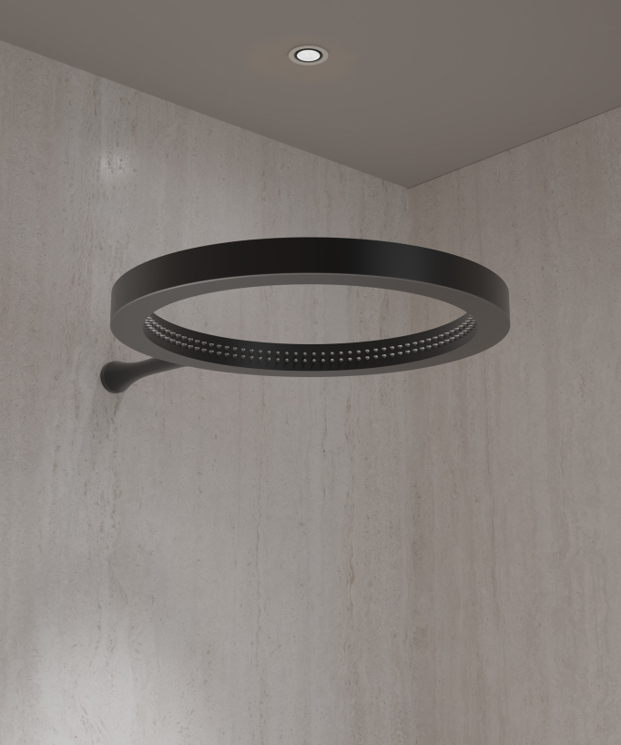 Duschset mit runder Regendusche Schwarz - Corbeau