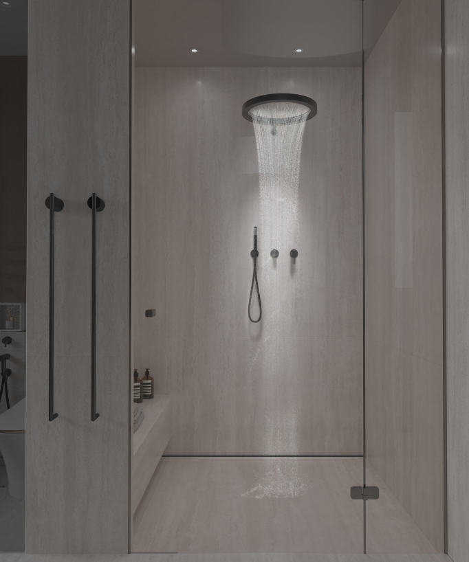 Duschset mit runder Regendusche Schwarz - Corbeau