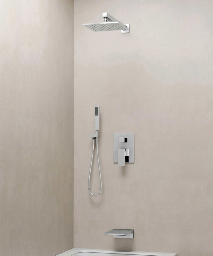 Unterputz Dusch- und Badewannenarmatur mit Wasserfall-Auslauf Chrom - Thilia