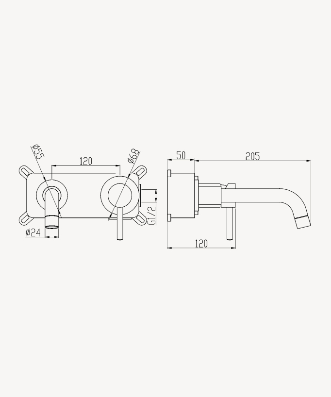 Wandarmatur Waschtisch Schwarz - Corbeau