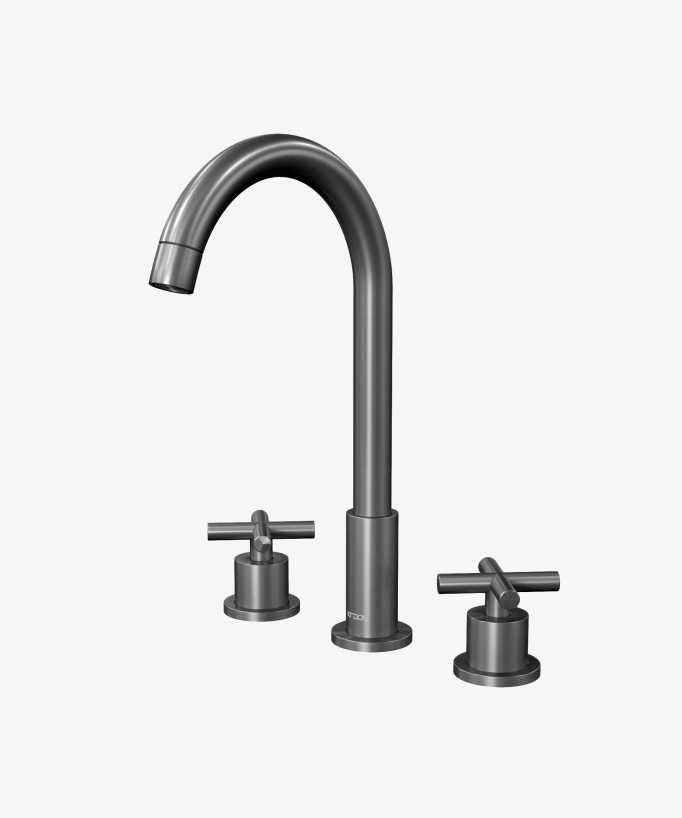 Waschtisch Zweigriffarmatur Aufsatz Gun Metal – Corbeau