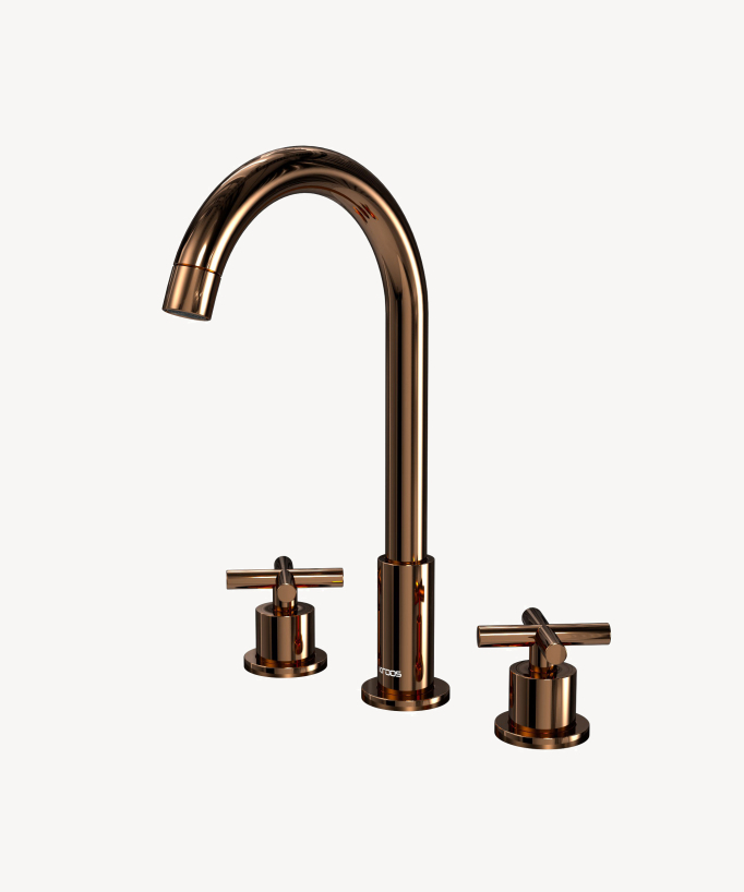 Waschtisch-Armatur Zweigriff, Aufsatzmontage, Roségold – Corbeau