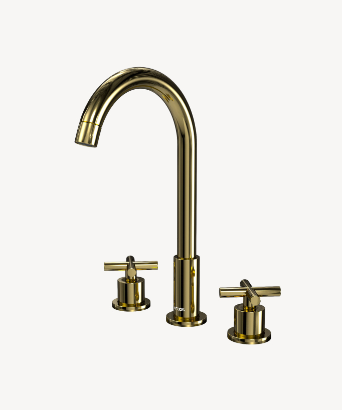 Waschtisch-Standarmatur Zweigriff, Messing, Gold - Corbeau