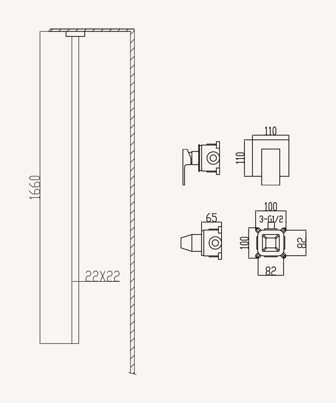 Deckenmontierter Waschtisch-Einhebelmischer gebürstetes Gold - Sirius