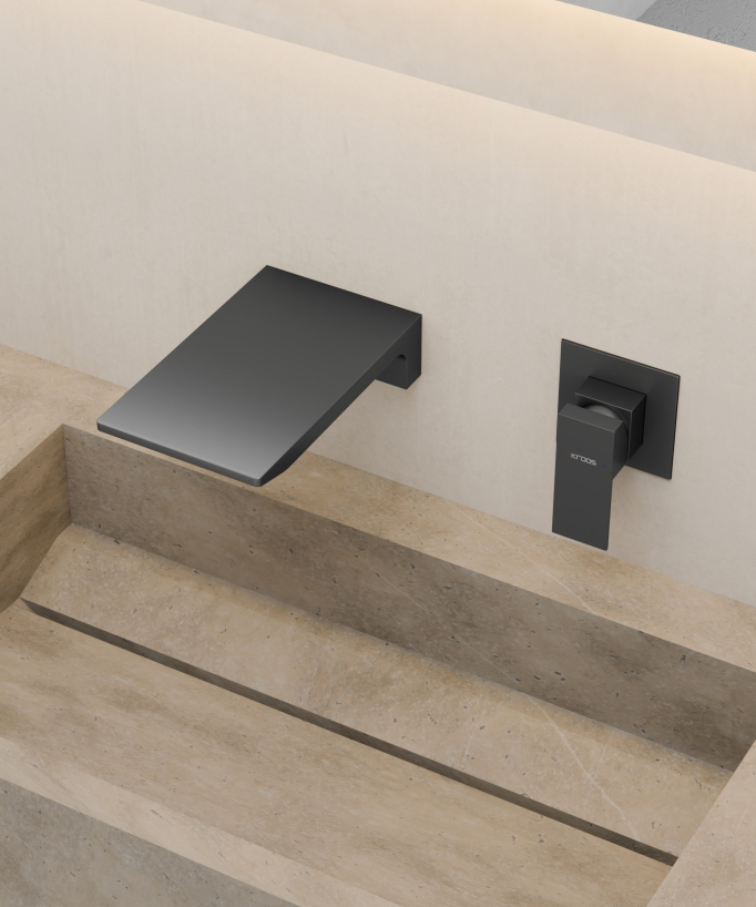 Wand-Waschtischarmatur Wasserfall Gun Metal - Thilia