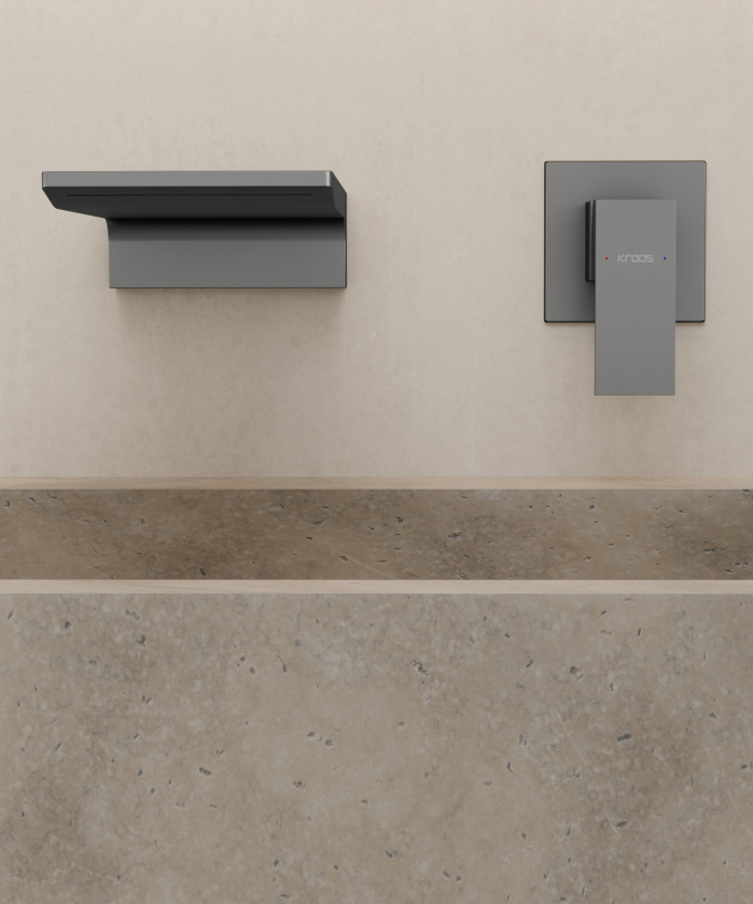 Wand-Waschtischarmatur Wasserfall Gun Metal - Thilia