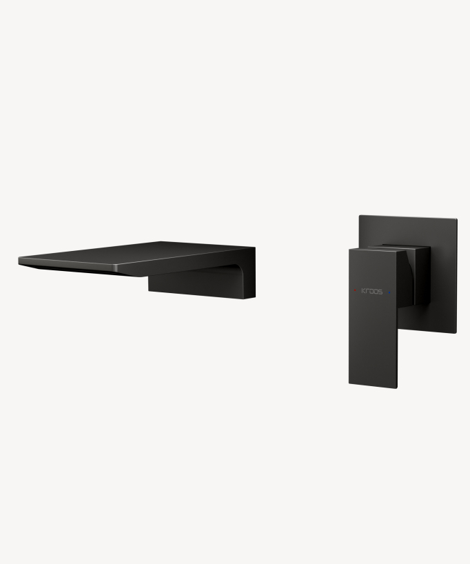 Wand-Waschtischarmatur Wasserfall Gun Metal - Thilia