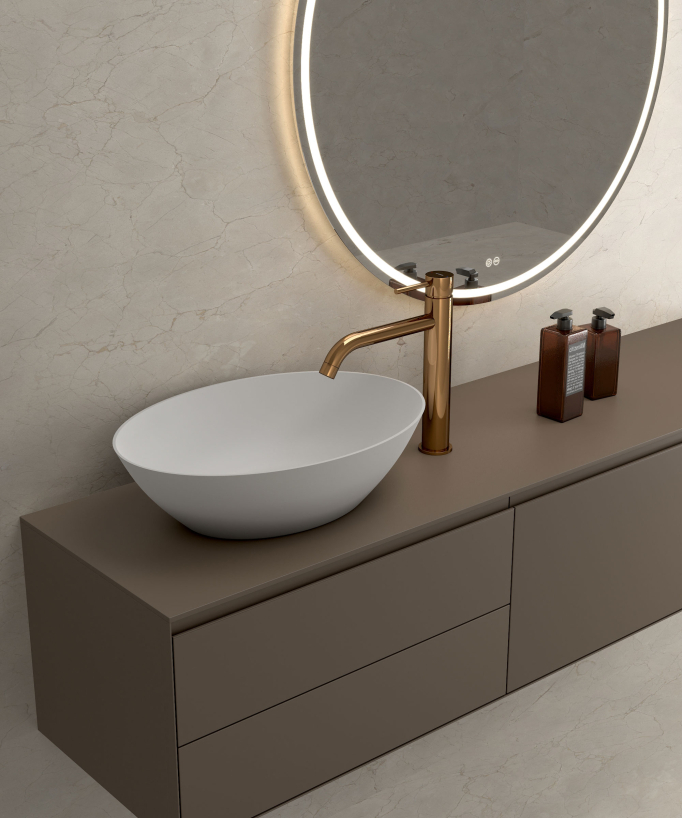 Waschtischarmatur mit hohem, langem Auslauf Rosegold - Corbeau