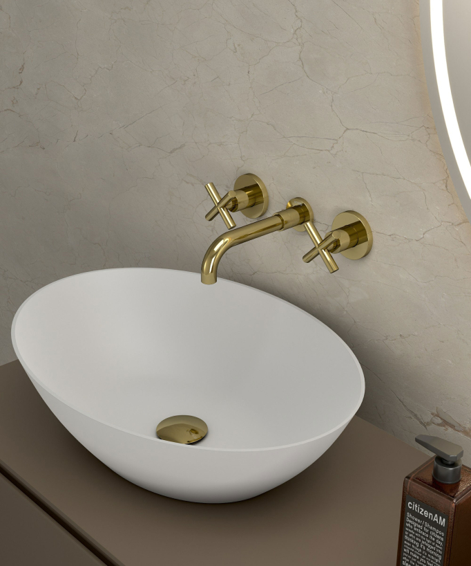 Wand-Waschtischarmatur Gold - Corbeau