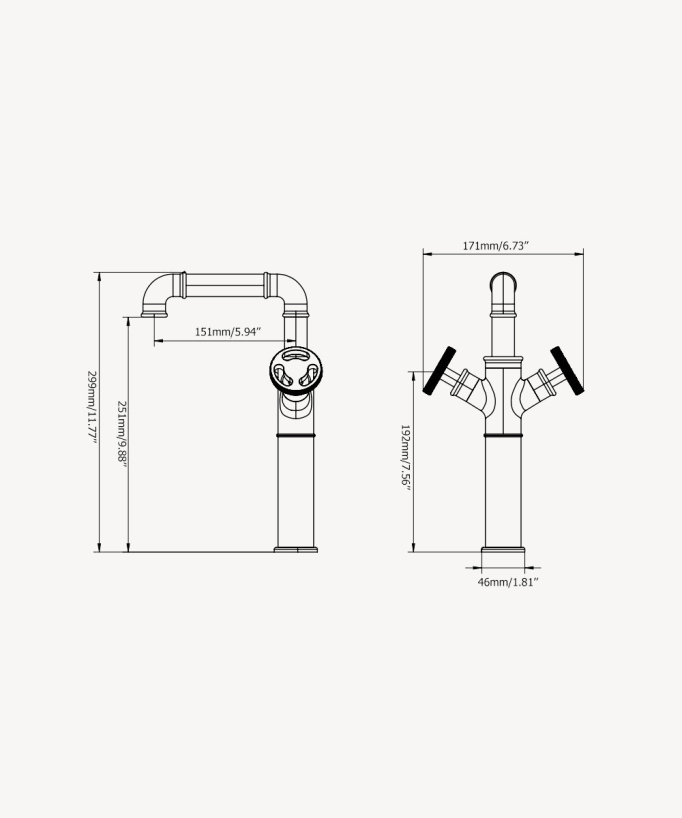 Waschtisch-Armatur Industrie-Design Schwarz – Gemma