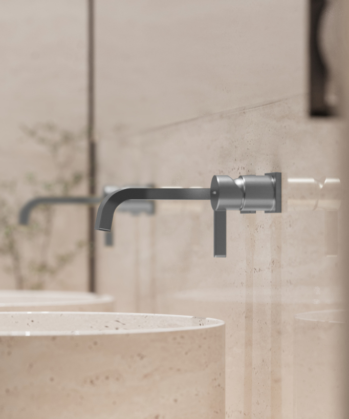 Wand-Waschtischarmatur Gun Metal - Fiumina