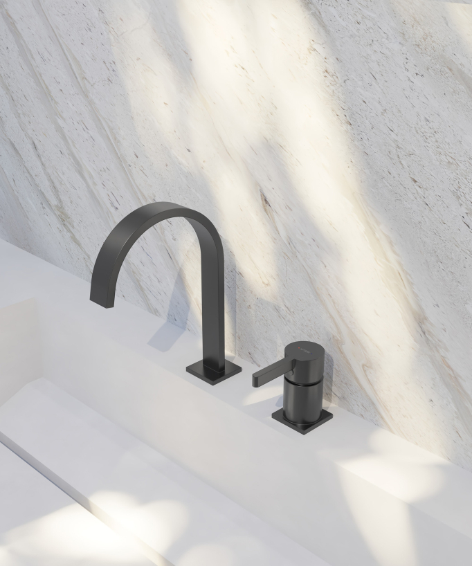 2-Loch Waschtischarmatur Gunmetal – Fiumina