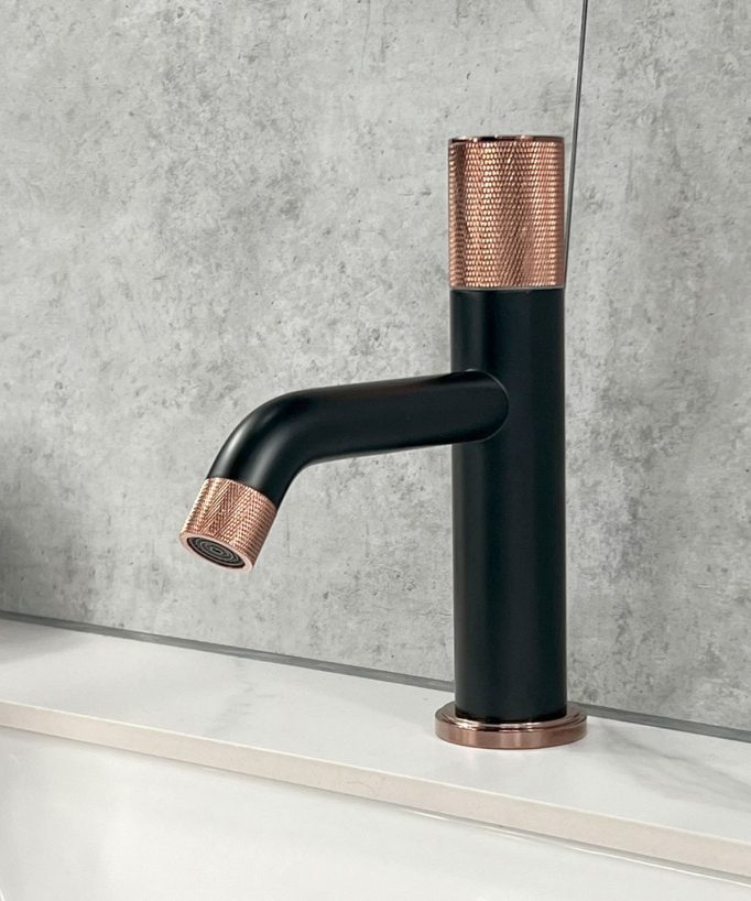 Design-Waschtischarmatur zur Aufstellung Schwarz & Roségold - Leros