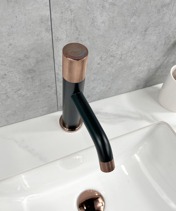 Design-Waschtischarmatur zur Aufstellung Schwarz & Roségold - Leros
