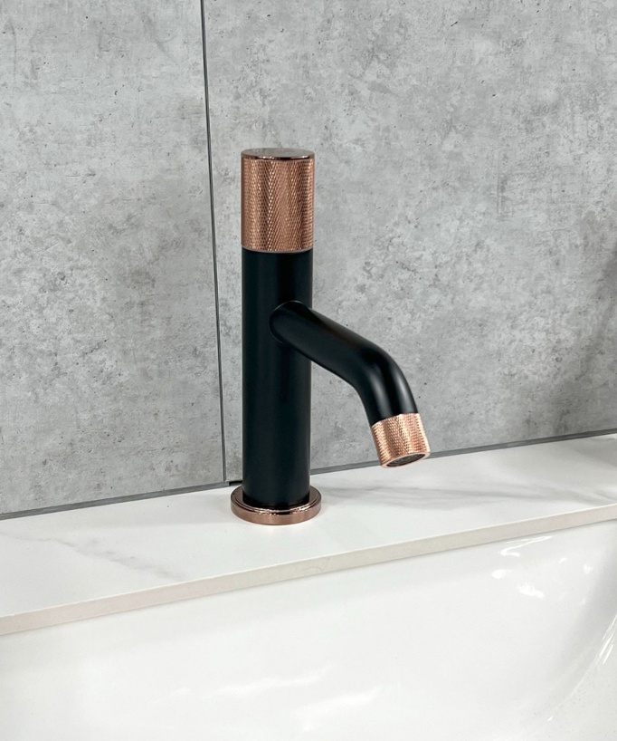 Design-Waschtischarmatur zur Aufstellung Schwarz & Roségold - Leros