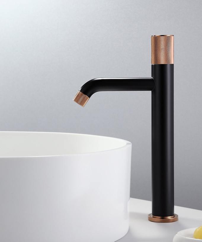 Design Waschtischarmatur Schwarz und Roségold - Leros